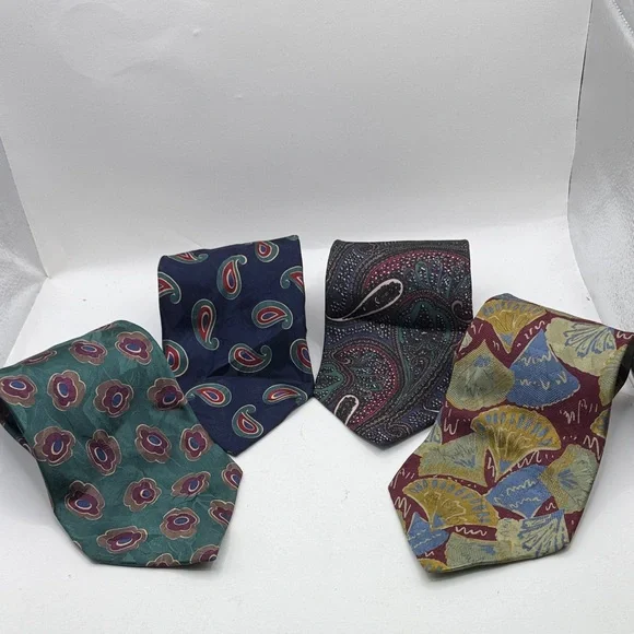 Vtg Nordstrom Italy Lot Bundle Four Ties Patterned Business Work Silk Abstract - Picture 1 of 8